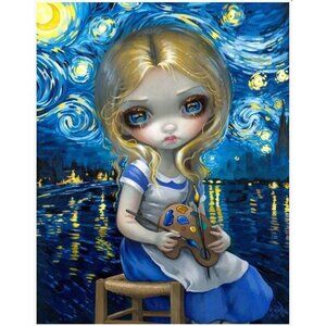 New Alice In Wonderland Van Gogh Throw Blanket Gift Plush Starry Night Full Moon